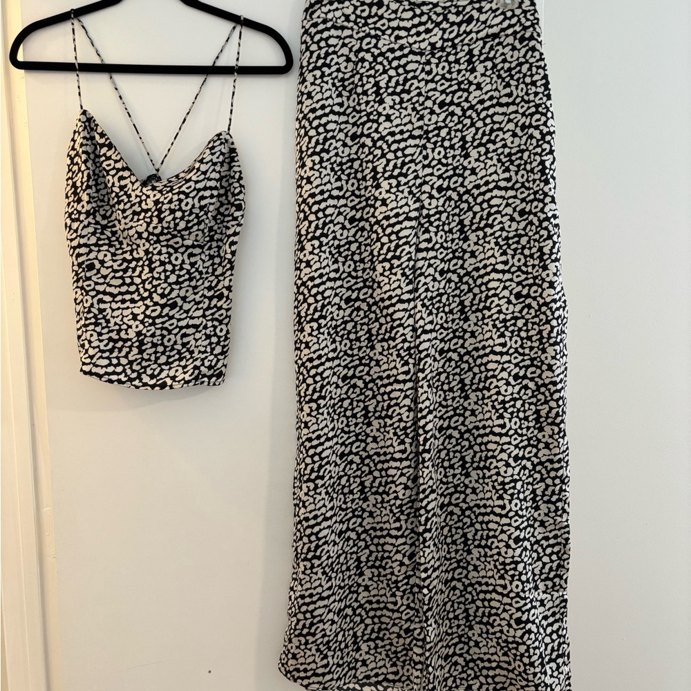 Superdown Black and White Maxi Slip Jumpsuit